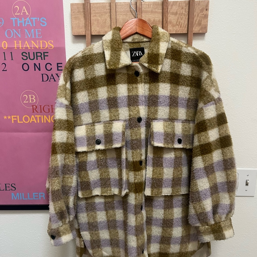 Zara Checkered Jacket in Green and White